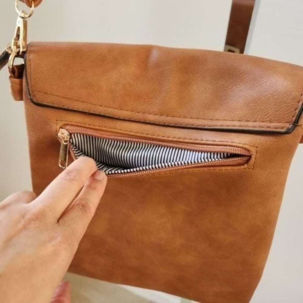 COPY - Brown Faux Leather Handbag / Purse Crossbody or Shoulder - Picture 9 of 12